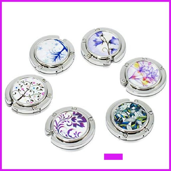 Foldable Handbag Hangers Set of 6 Mixed Patterns Zinc Alloy Practical Chic - Picture 6 of 8